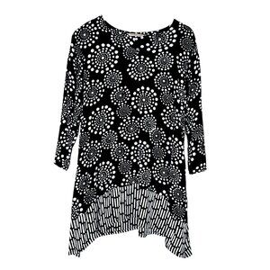 Soft Surroundings Batik Polka Dot Asymmetrical Pockets Tunic Top, Sz L